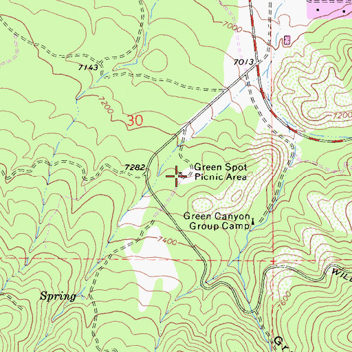 Topographic Map of Green Spot Picnic Area, CA