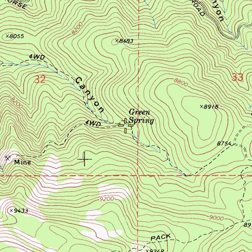 Topographic Map of Green Spring, CA