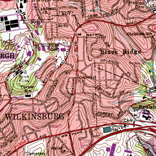 Topographic Map of Covenant Orthodox Presbyterian Church, PA