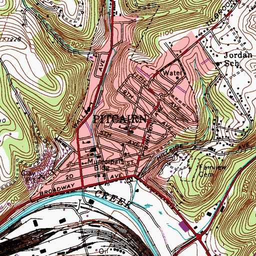 Topographic Map of Pitcairn Police Department, PA
