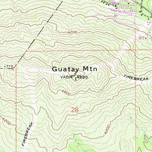 Topographic Map of Guatay Mountain, CA