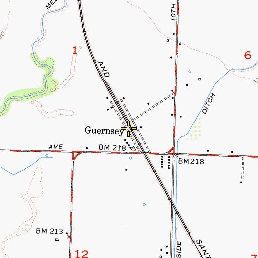 Topographic Map of Guernsey, CA