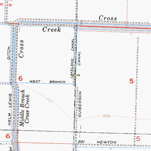 Topographic Map of Guiberson Canal, CA