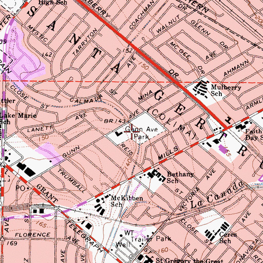 Topographic Map of Gunn Avenue Park, CA