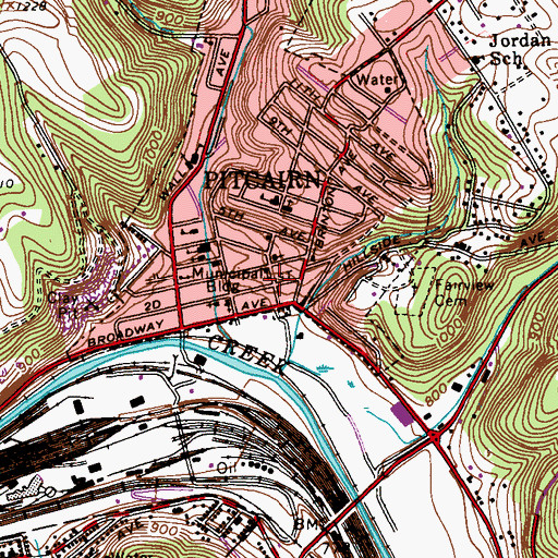 Topographic Map of Highland Avenue United Methodist Church, PA