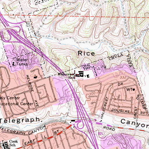 Topographic Map of Halecrest Elementary School, CA