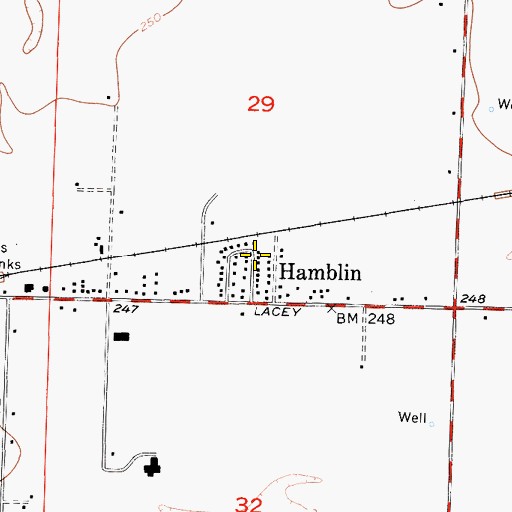 Topographic Map of Hamblin, CA