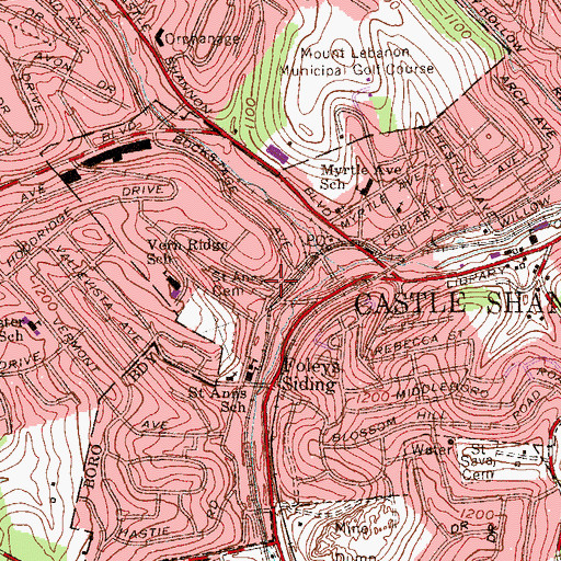 Topographic Map of Martin Villa Station, PA