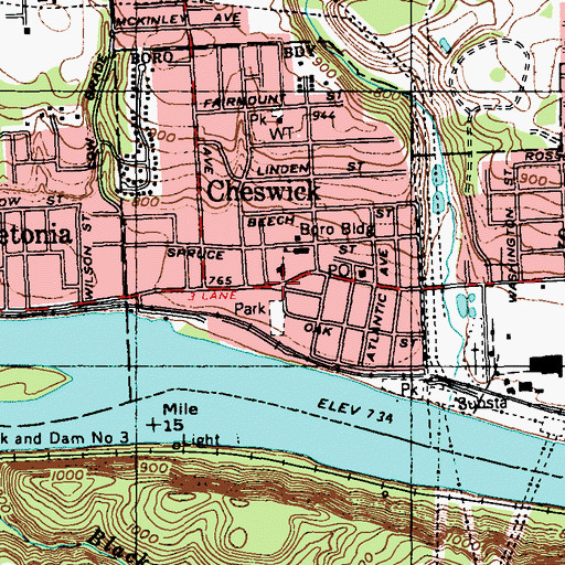 Topographic Map of Cheswick Christian Academy, PA