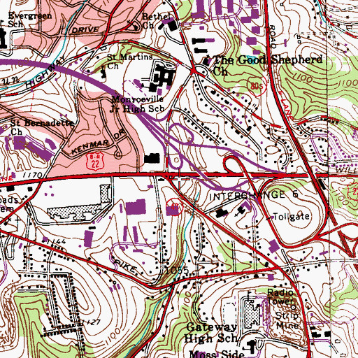 Topographic Map of Huntington Learning Center, PA