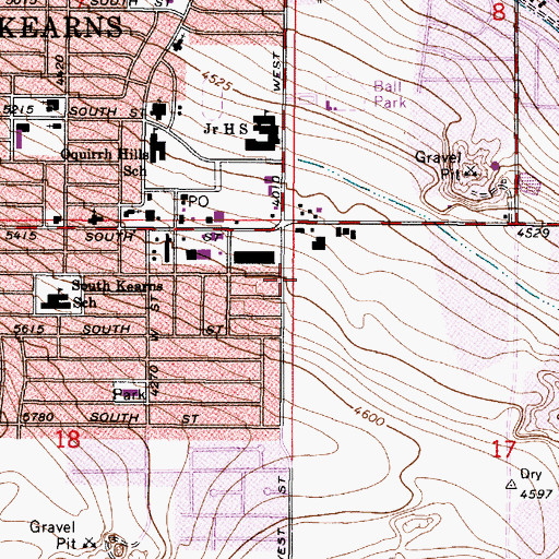 Topographic Map of Kearns Post Office, UT