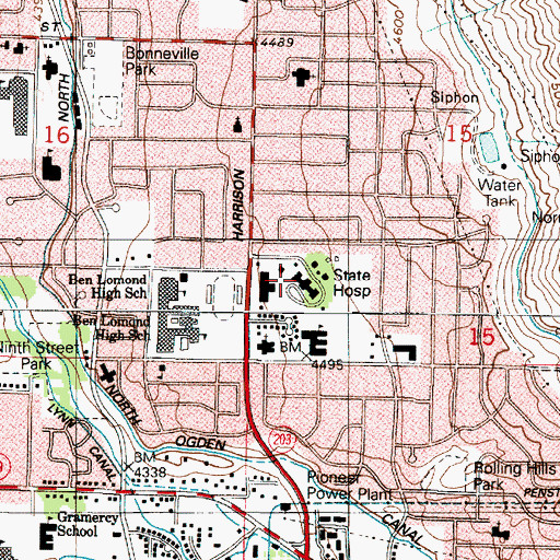Topographic Map of Utah Schools for the Deaf and Blind - Kenneth C Burdett School of the Deaf, UT