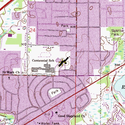 Topographic Map of Centennial High School - Red Building, MN