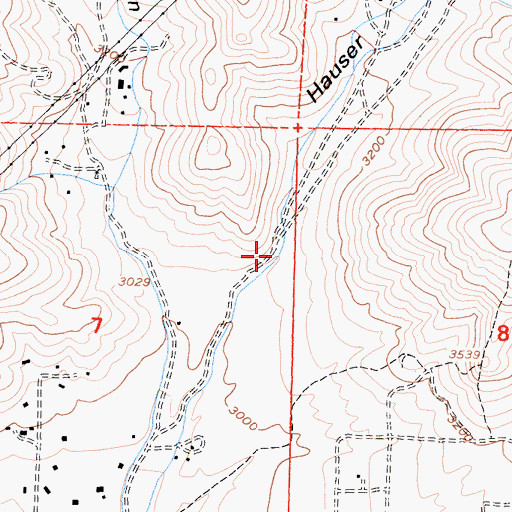 Topographic Map of Hauser Canyon, CA