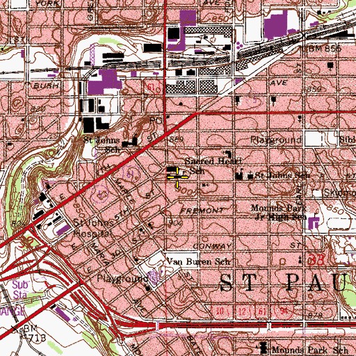 Topographic Map of Trinity Catholic School, MN