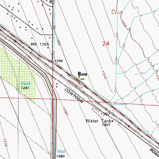 Topographic Map of Bon, AZ