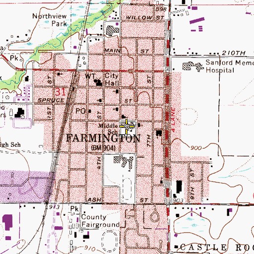 Topographic Map of Farmington Kindergarten Center, MN