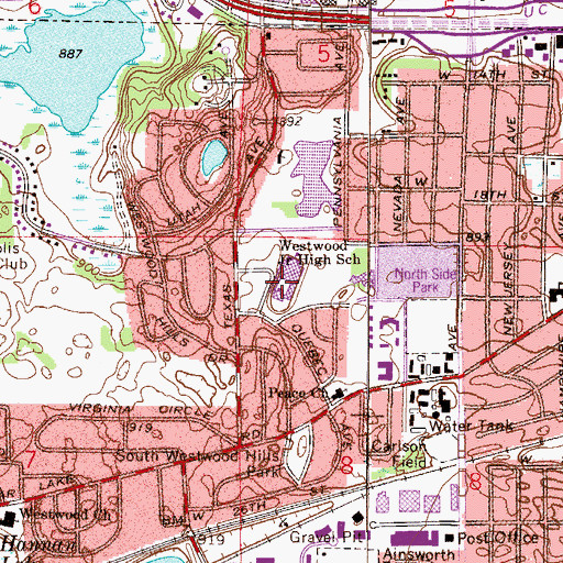 Topographic Map of Saint Louis Park Middle School, MN