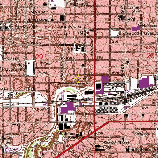 Topographic Map of John A Johnson Achievement Plus Elementary School, MN