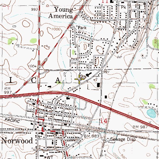 Topographic Map of Central Middle School, MN