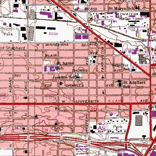 Topographic Map of Jackson Elementary School, MN