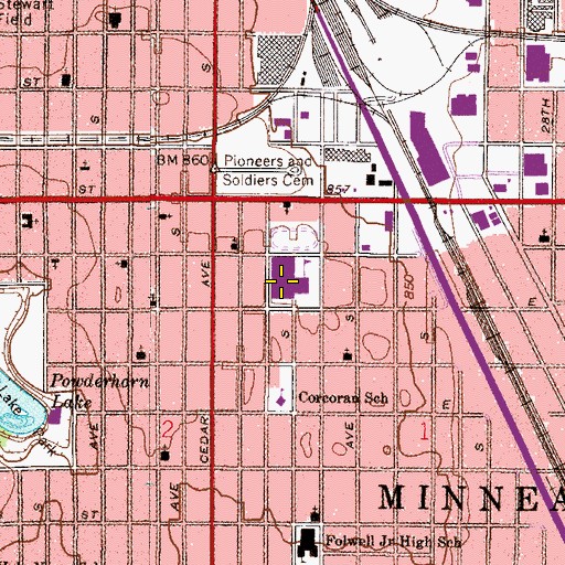 Topographic Map of South High School, MN