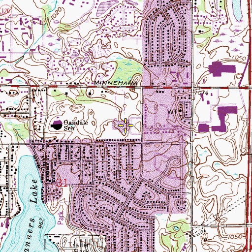 Topographic Map of Tartan High School, MN