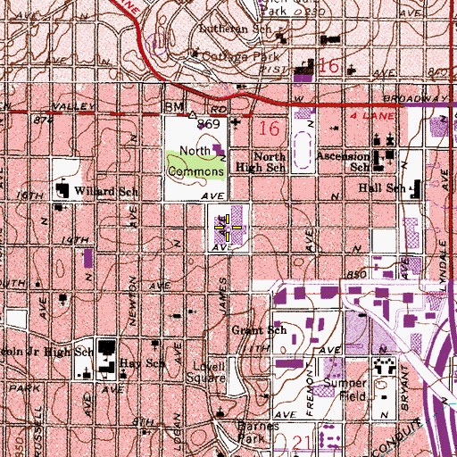Topographic Map of North Community High School, MN