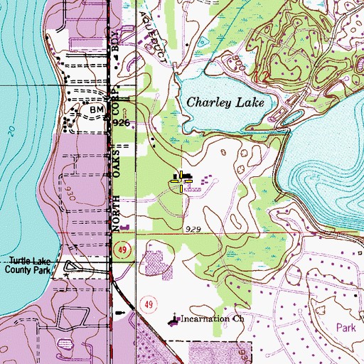 Topographic Map of Oak Grove Special Education School, MN