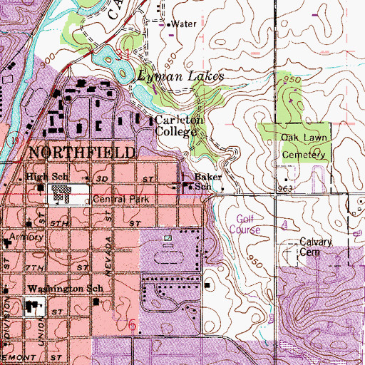 Topographic Map of Laura Baker School, MN