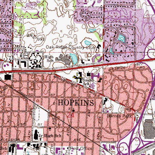 Topographic Map of Alice Smith Elementary School, MN