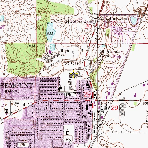 Topographic Map of Rosemount Middle School, MN