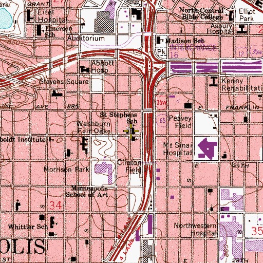 Topographic Map of Southside Family Charter School, MN