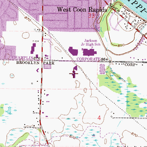 Topographic Map of Champlin Park High School, MN