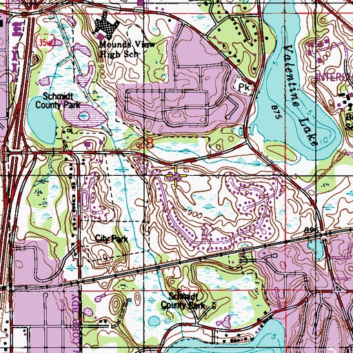 Topographic Map of Valentine Hills Elementary School, MN