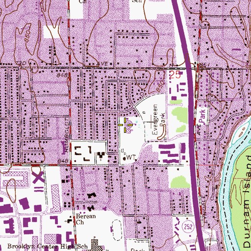 Topographic Map of Evergreen Park World Cultures Community School, MN