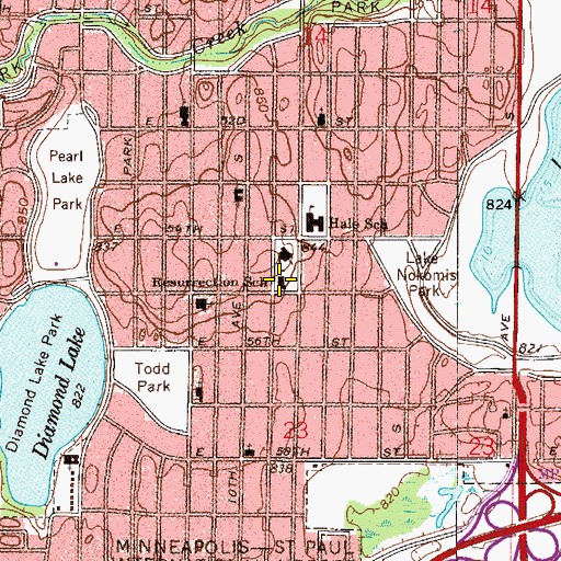 Topographic Map of Our Lady of Peace School, MN