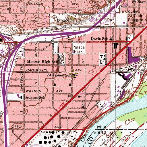 Topographic Map of Saint Francis - Saint James United School, MN