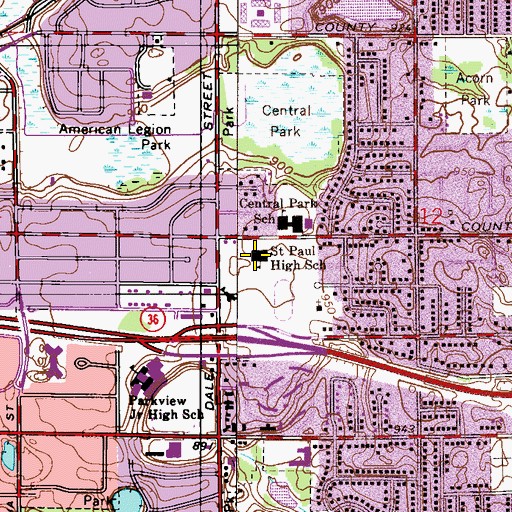 Topographic Map of Concordia Academy, MN