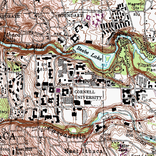 Topographic Map of Roberts Hall, NY