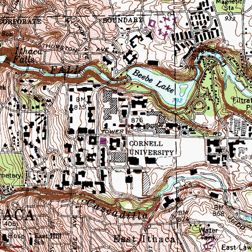 Topographic Map of Malott Hall, NY