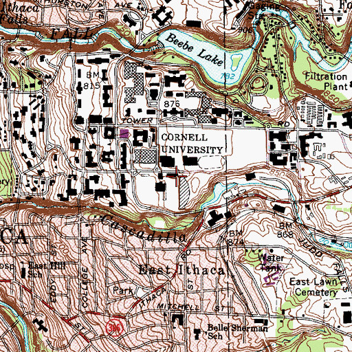 Topographic Map of Schoellkopf Memorial Hall, NY