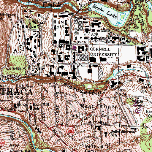 Topographic Map of Grumman Hall, NY