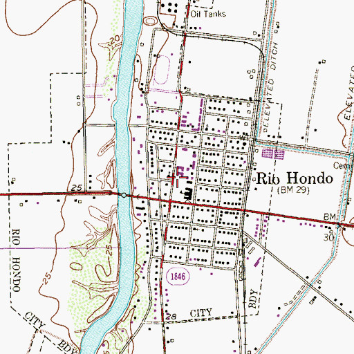 Topographic Map of Rio Hondo Junior High School, TX