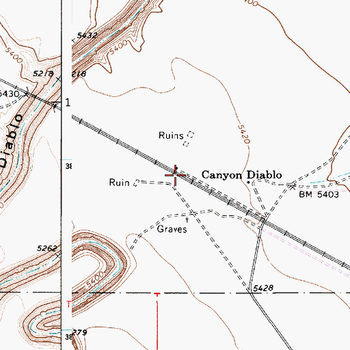 Topographic Map of Canyon Diablo, AZ