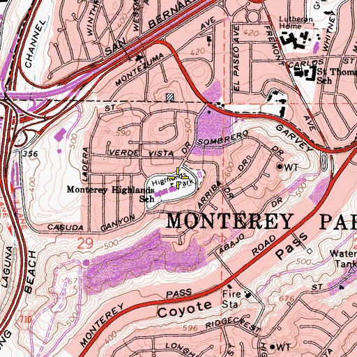Topographic Map of Highlands Park, CA