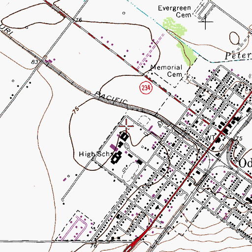 Topographic Map of Odem Elementary School, TX
