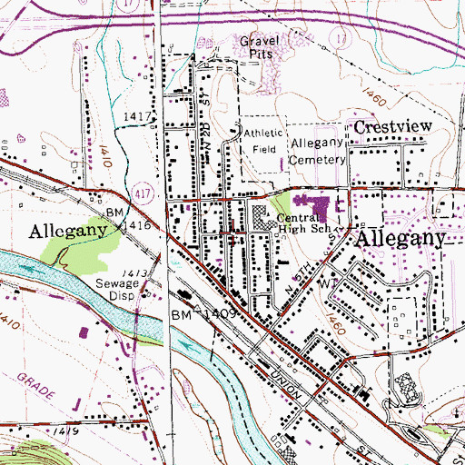 Topographic Map of Allegany Full Gospel Church, NY