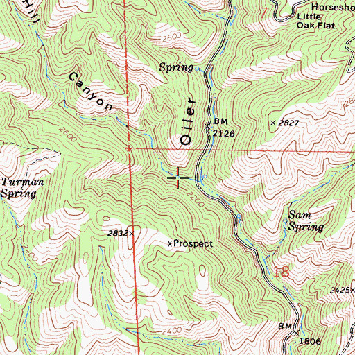 Topographic Map of Hill Canyon, CA