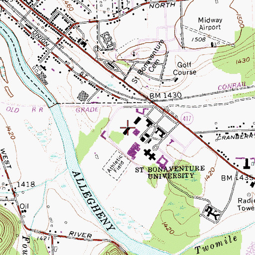 Topographic Map of Plassmann Hall, NY